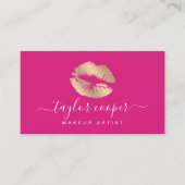 Moderne gouden lippen opgerolde keukenkunstenaar visitekaartje (Voorkant)