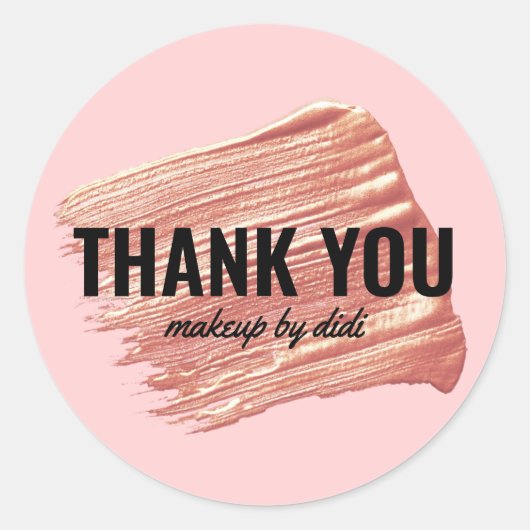 Moderne gouden lippenlippenmake-up voor roos bedan ronde sticker (Voorkant)