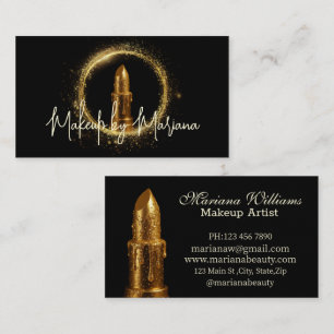 moderne gouden lippenstift make-up artiest logo zw visitekaartje