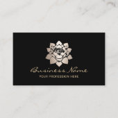 Moderne Gouden Lotus Bloem Zwart Salon & SPA Visitekaartje (Voorkant)