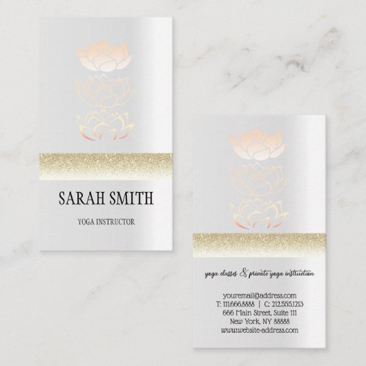 Moderne gouden lotus visitekaartje (Voorkant / Achterkant)