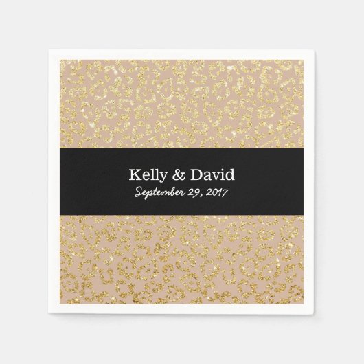 Moderne Gouden Luipaard Print Elegante Neutrale Hu Servetten (Voorkant)