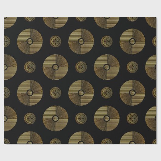 Moderne gouden luxe art deco cirkels cadeaupapier (Vlak)
