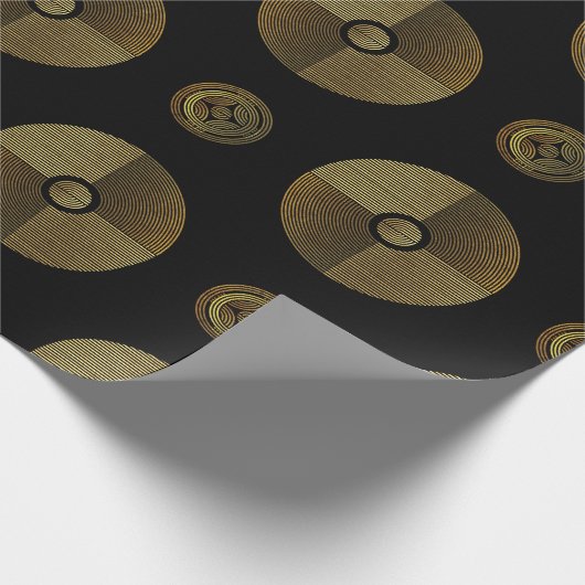 Moderne gouden luxe art deco cirkels cadeaupapier (Hoek)