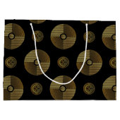 Moderne gouden luxe art deco cirkels groot cadeauzakje (Achterkant)