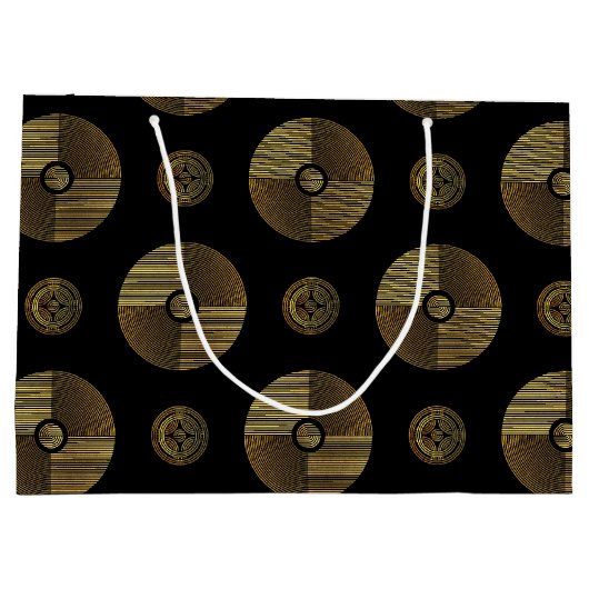 Moderne gouden luxe art deco cirkels groot cadeauzakje (Achterkant)