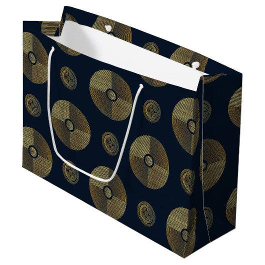 Moderne Gouden Luxe Art Deco Cirkels Groot Cadeauzakje (Voorkant Gekanteld)