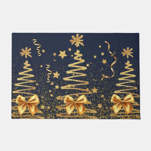 Moderne gouden luxe metalen glitterblauw deurmat (Voorkant)