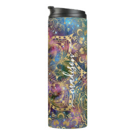Moderne Gouden Mandala Blauwe Paarse Nevel Aangepa Thermosbeker