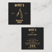 Moderne gouden mannen kapperszaak scheerapparaat k vierkante visitekaartje (Voorkant / Achterkant)