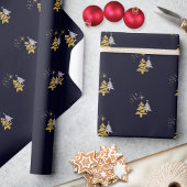 Moderne Gouden Marine Blauw Minimalistische Kerstb Cadeaupapier