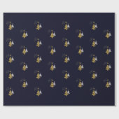 Moderne Gouden Marine Blauw Minimalistische Kerstb Cadeaupapier (Vlak)