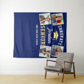 Moderne gouden marineblauwe fotobooth-achtergrond  wandkleed (In Situ (horizontaal))