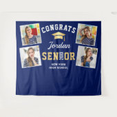 Moderne gouden marineblauwe fotocabine-achtergrond wandkleed (Voorkant (horizontaal))