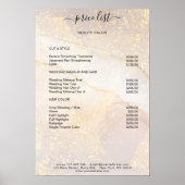 Moderne Gouden Marmer Glitter Salon Prijslijst Pos Poster (Voorkant)