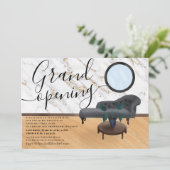 Moderne gouden marmer schoonheidssalon grote openi kaart (Staand voorkant)