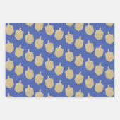 Moderne Gouden Menorah Dreidel Olijftak Dove Inpakpapier Vel (Voorkant 2)