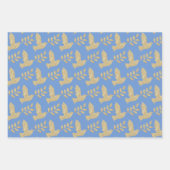 Moderne Gouden Menorah Dreidel Olijftak Dove Inpakpapier Vel (Voorkant 3)