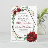 Moderne Gouden Merlot Geometrische Koppels Douche  Kaart (Staand voorkant)