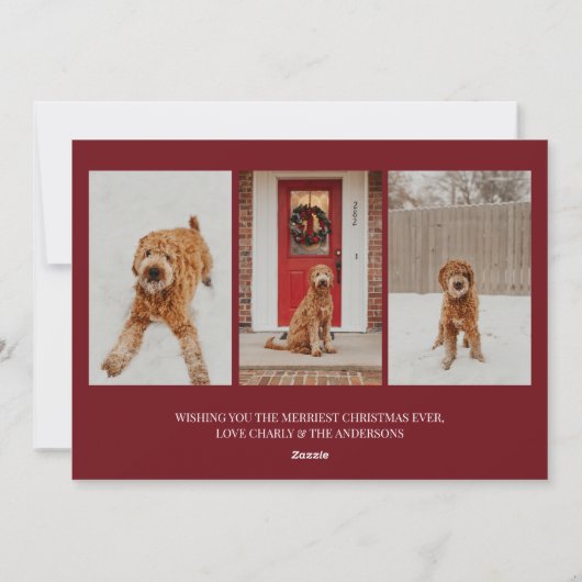 Moderne Gouden Merry Script Foto Feestdagenkaart (Achterkant)