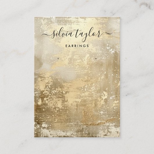 Moderne Gouden Metaal Eenvoudige Oorbel Vertoning Visitekaartje (Voorkant)