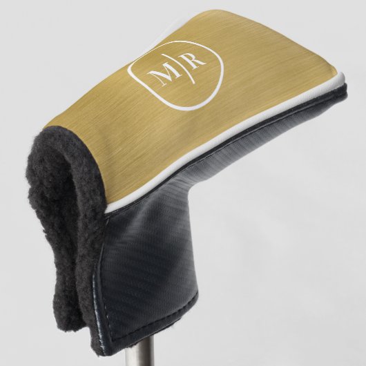 Moderne gouden metalen Monogram Golf Golfheadcover (3/4 voorkant)