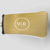 Moderne gouden metalen Monogram Golf Golfheadcover (Voorkant)