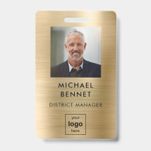 Moderne gouden metalen personeelsfoto ID-badge