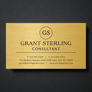 Moderne Gouden Metallic Consultant Luxe Monogram Visitekaartje