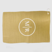 Moderne Gouden Metallic Monogram Golf Golfhanddoek (Horizontaal)