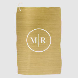 Moderne Gouden Metallic Monogram Golf Golfhanddoek