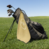 Moderne Gouden Metallic Monogram Golf Golfhanddoek (Groen)