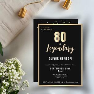 Moderne Gouden Metallic Verrassing 80ste Verjaarda Kaart