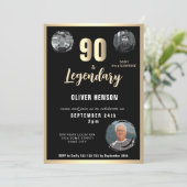 Moderne Gouden Metallic Verrassing 90e Verjaardag Kaart (Staand voorkant)