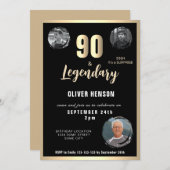 Moderne Gouden Metallic Verrassing 90e Verjaardag Kaart (Voorkant / Achterkant)