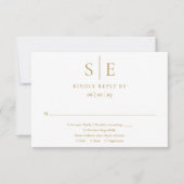 Moderne Gouden Minimalistische Monogram Huwelijk R RSVP Kaartje (Voorkant)
