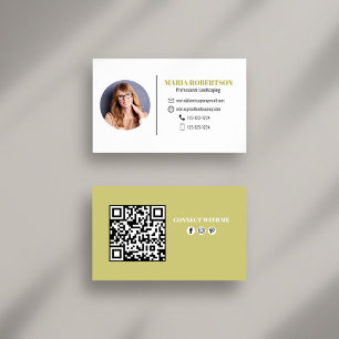 Moderne Gouden Minimalistische QR Code Social Medi Visitekaartje