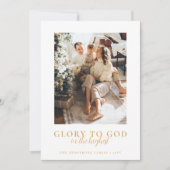 Moderne Gouden Minimalistische Religieuze Kerstfot Feestdagenkaart (Voorkant)