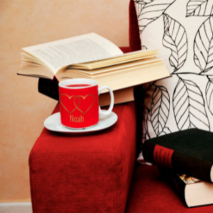 Moderne gouden Mok met rode tweetone koffie