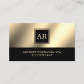Moderne Gouden Monogram Accountant Visitekaartje (Voorkant)