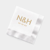 Moderne gouden monogram beginletters datum trouwen folie servetten (Links)