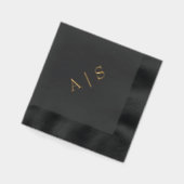 Moderne Gouden Monogram Bruiloftsmunt Cocktail Folie Servetten (Links)