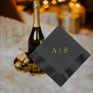Moderne Gouden Monogram Bruiloftsmunt Cocktail Folie Servetten