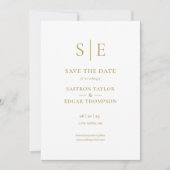 Moderne Gouden Monogram Foto Bruiloft Save The Date (Voorkant)