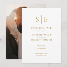Moderne Gouden Monogram Foto Bruiloft Save The Date