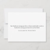 Moderne Gouden Monogram Groene Zaken Bedankkaart (Achterkant)