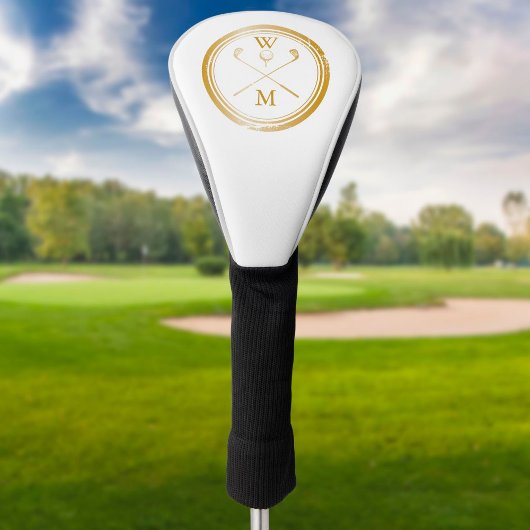 Moderne gouden monogram initiaal letters golfheadcover