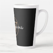 Moderne gouden monogram schrift zwart latte mok (Rechts)