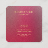 Moderne Gouden Monogrammed Structured Look Vierkante Visitekaartje (Achterkant)