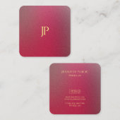 Moderne Gouden Monogrammed Structured Look Vierkante Visitekaartje (Voorkant / Achterkant)